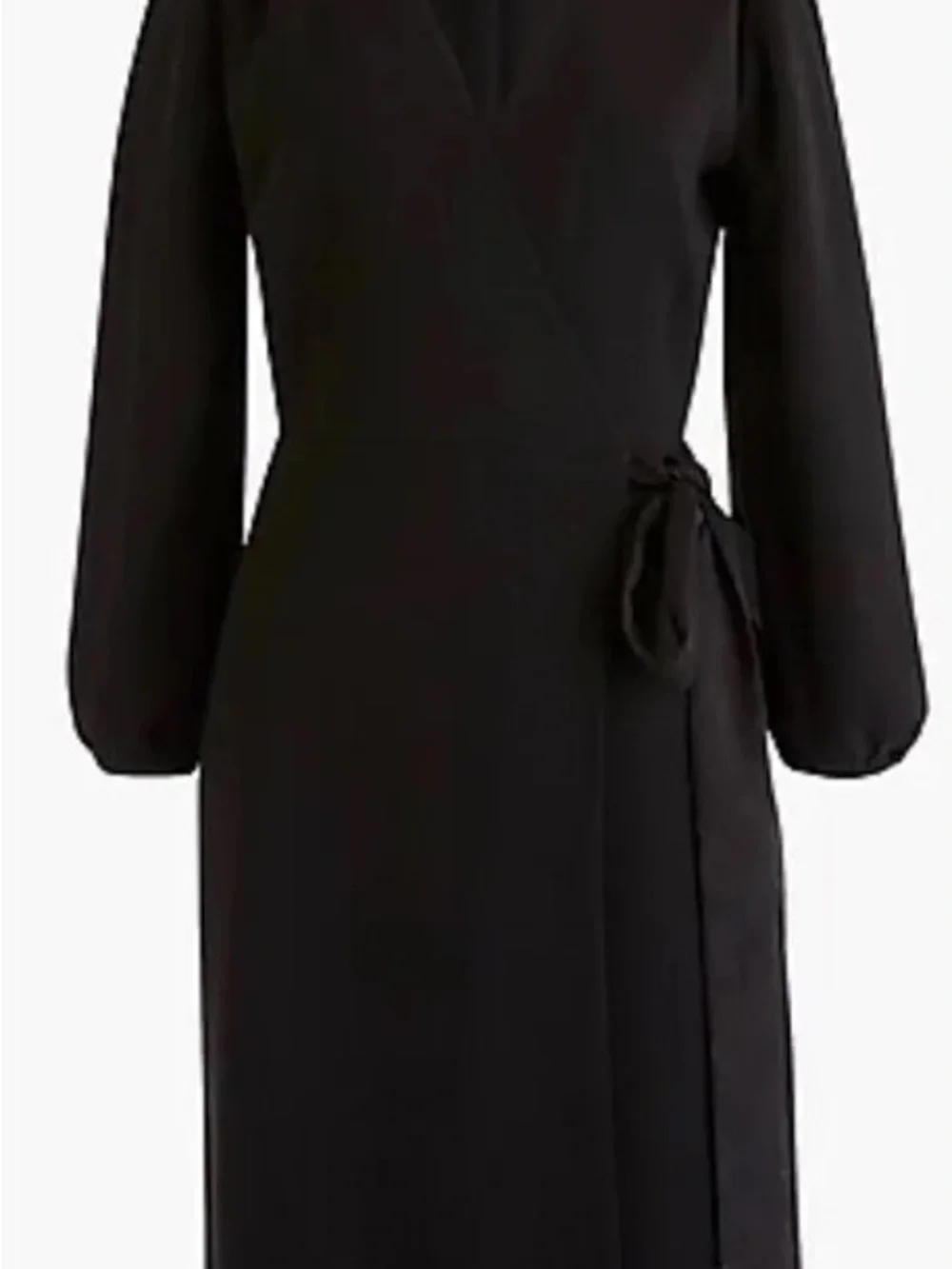 Black Wrap Midi Dress with Tie Waist
